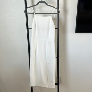 White backless midi dress